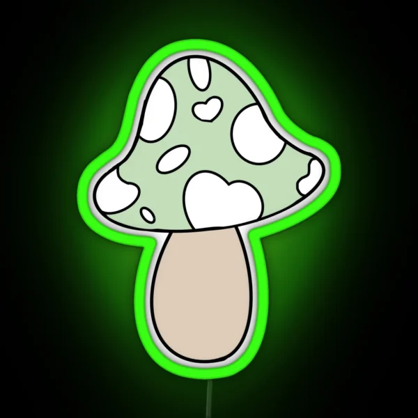 Cottagecore Sage Mushroom RGB Neon Sign