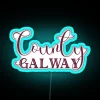 Galway County Illuminated Sign in Burgundy RGB Neon Lettering Style