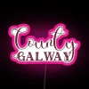 Galway County RGB Neon Sign in Rich Burgundy Font Style