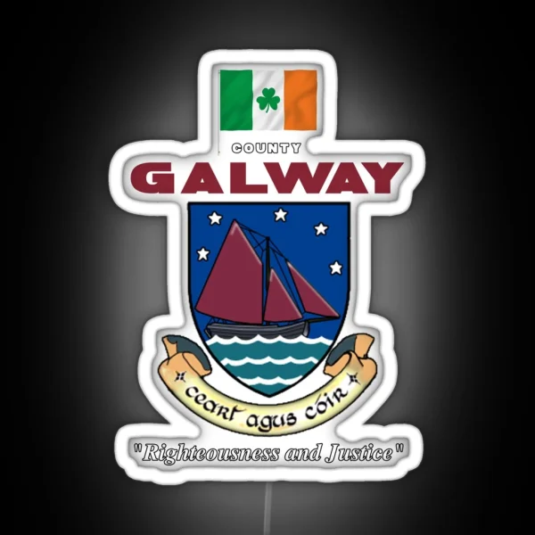 County Galway Ireland Official Crest RGB Neon Sign