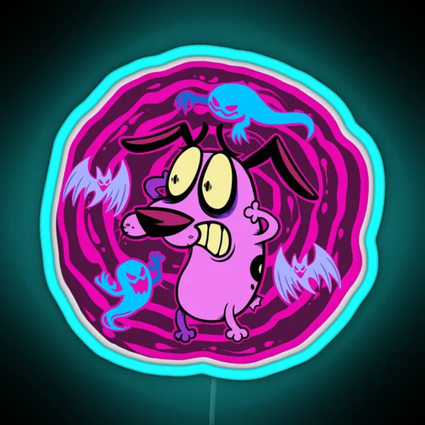 Courage The Cowardly Dog Bats N Ghosts RGB Neon Sign