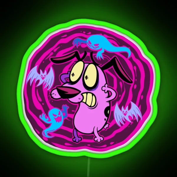 Courage The Cowardly Dog Bats N Ghosts RGB Neon Sign