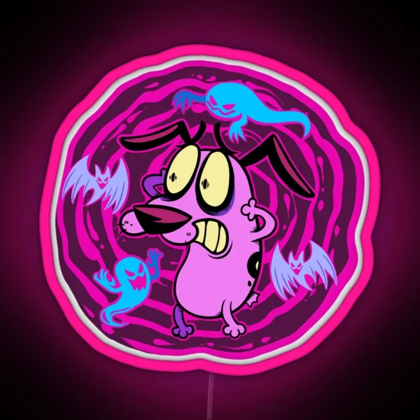 Courage The Cowardly Dog Bats N Ghosts RGB Neon Sign