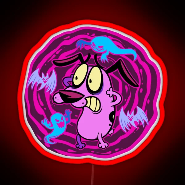Courage The Cowardly Dog Bats N Ghosts RGB Neon Sign