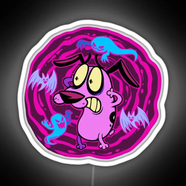 Courage The Cowardly Dog Bats N Ghosts RGB Neon Sign