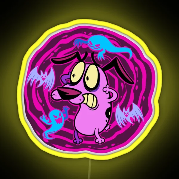 Courage The Cowardly Dog Bats N Ghosts RGB Neon Sign