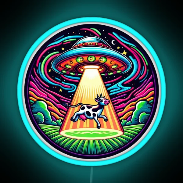 Cow Abducted RGB Neon Sign