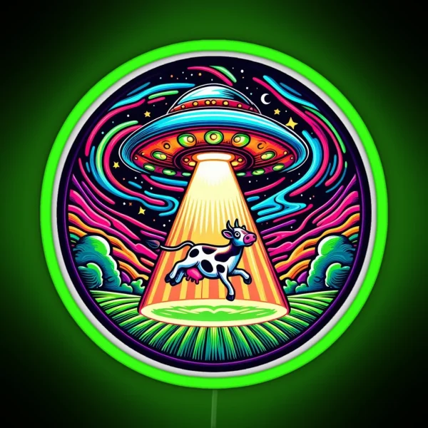 Cow Abducted RGB Neon Sign