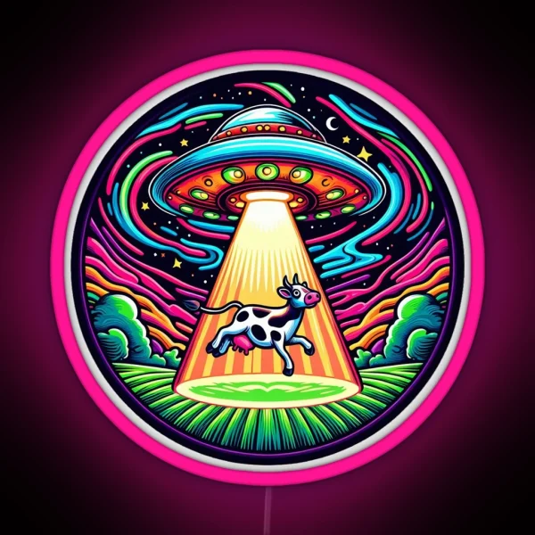 Cow Abducted RGB Neon Sign