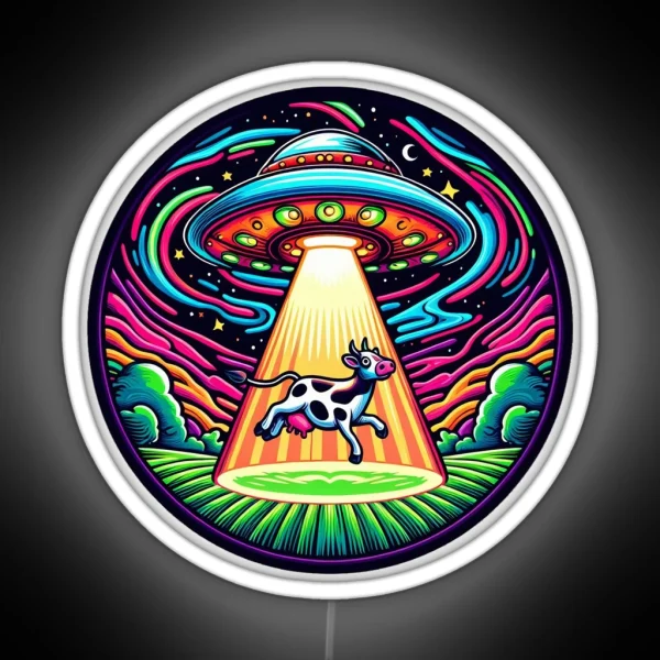 Cow Abducted RGB Neon Sign