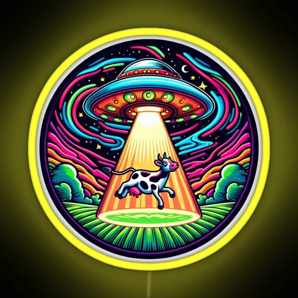 Cow Abducted RGB Neon Sign