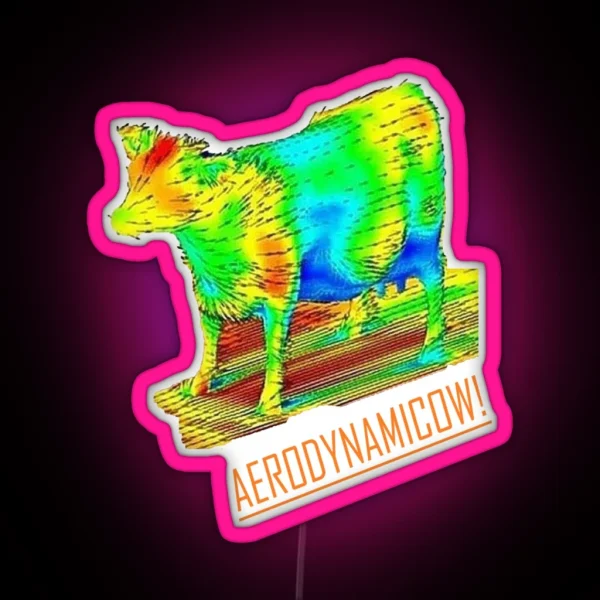 Cow Aerodynamics Aerodynamicow Engineering RGB Neon Sign
