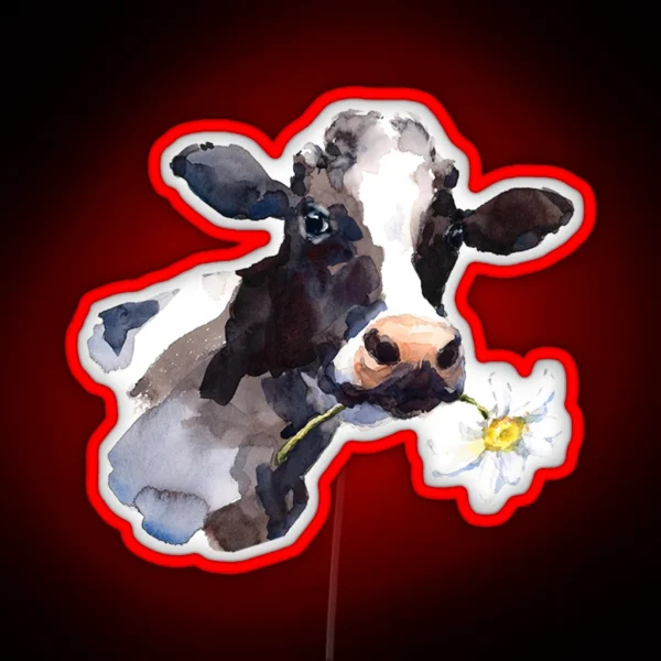 Cow With Daisy RGB Neon Sign