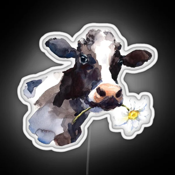 Cow With Daisy RGB Neon Sign