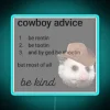 Vibrant RGB neon cowboy advice light up your living room interior