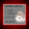 Neon glow of vintage cowboy wisdom and rugged western charm