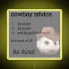 Customizable cowboy-themed advice RGB neon sign with vibrant digital display.