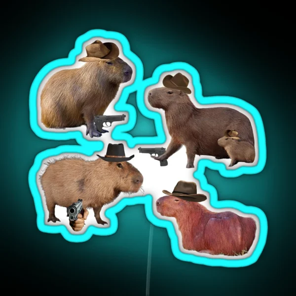 Cowboy Capybara Led Pack RGB Neon Sign