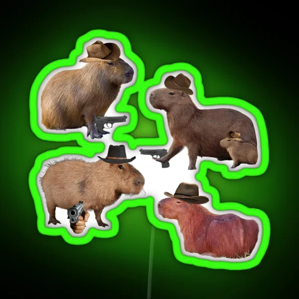 Cowboy Capybara Led Pack RGB Neon Sign