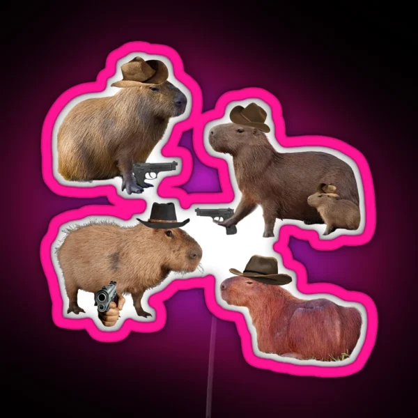 Cowboy Capybara Led Pack RGB Neon Sign