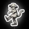 Whimsical cowcat in colorful neon light with bold RGB glow