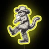 Vibrant Cowboy Cat RGB Neon Sign with Colorful Digital Display