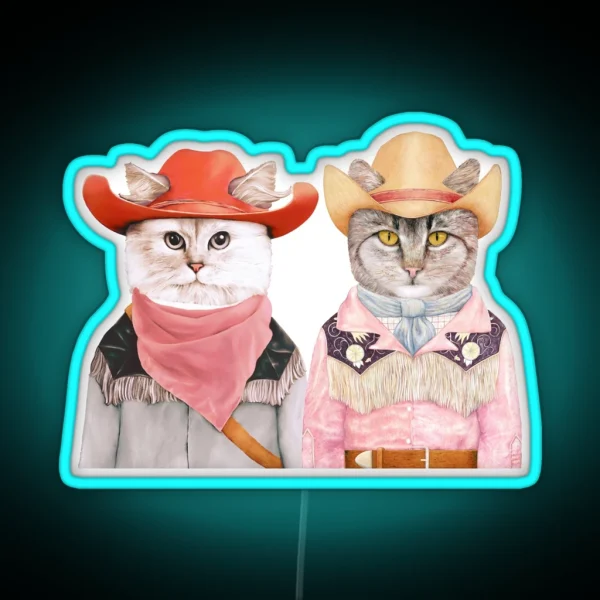 Cowboy Cats RGB Neon Sign