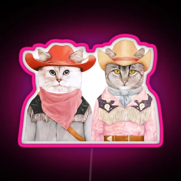 Cowboy Cats RGB Neon Sign