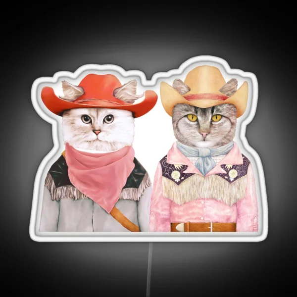 Cowboy Cats RGB Neon Sign
