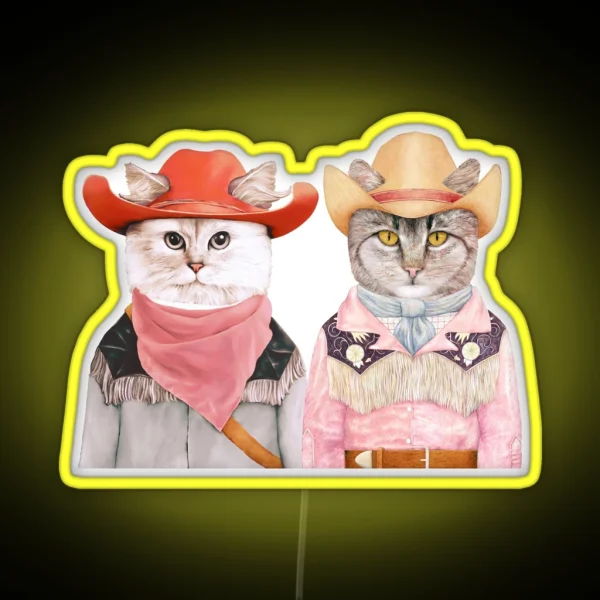 Cowboy Cats RGB Neon Sign