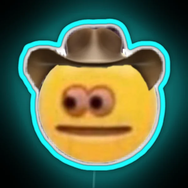 Cowboy Emoji Losing His Mind RGB Neon Sign