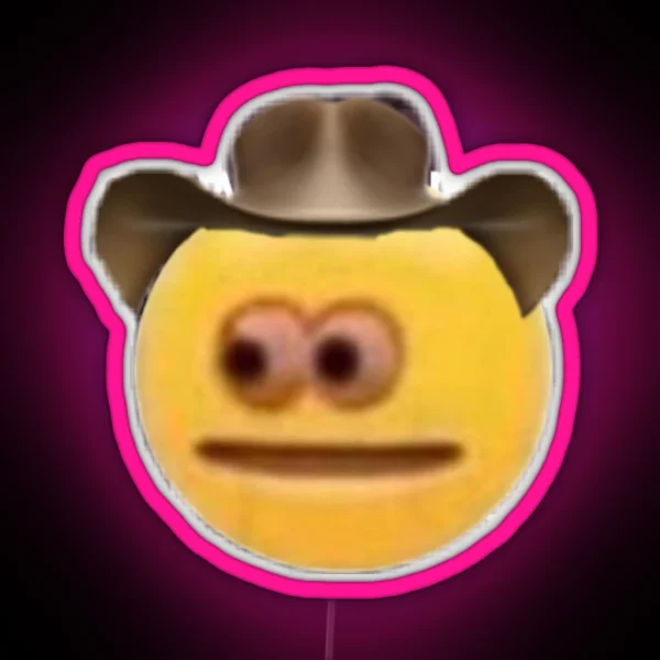 Cowboy Emoji Losing His Mind RGB Neon Sign