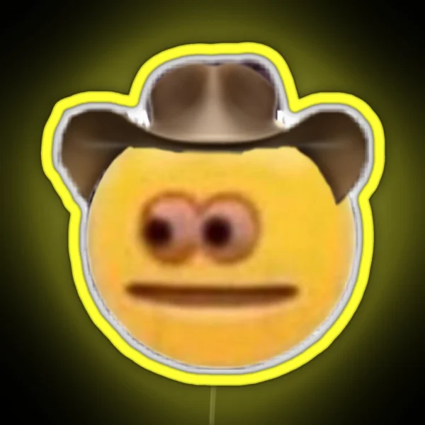 Cowboy Emoji Losing His Mind RGB Neon Sign