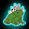 Neon Western Themed Cowboy Frog Sign with Vibrant Rainbow Colours
