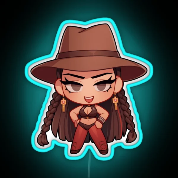 Cowboy Girl Chibi RGB Neon Sign