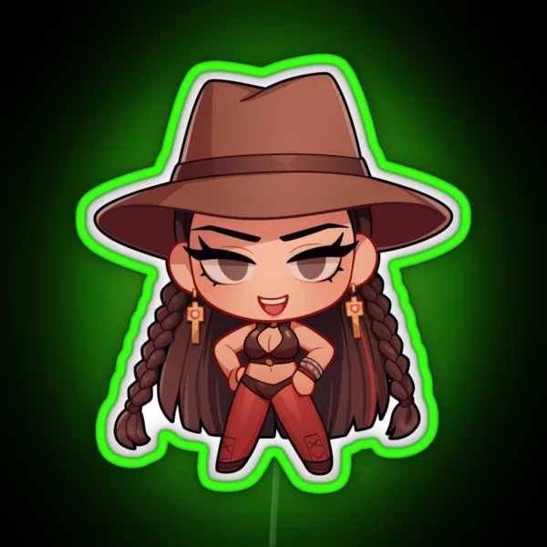 Cowboy Girl Chibi RGB Neon Sign