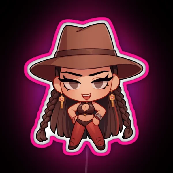 Cowboy Girl Chibi RGB Neon Sign