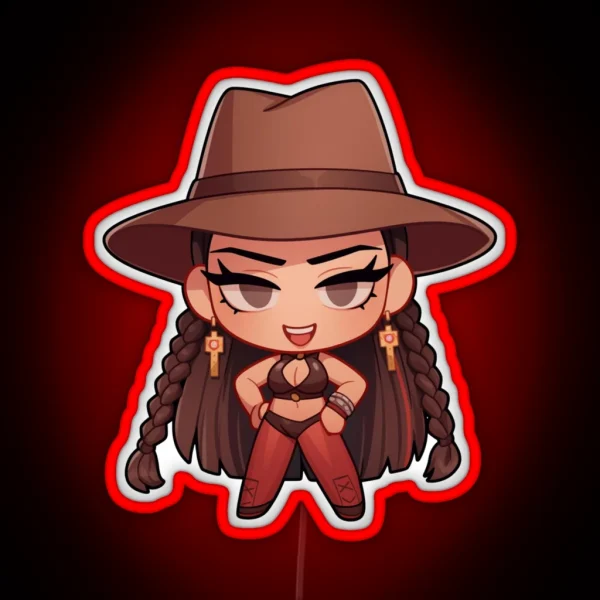 Cowboy Girl Chibi RGB Neon Sign
