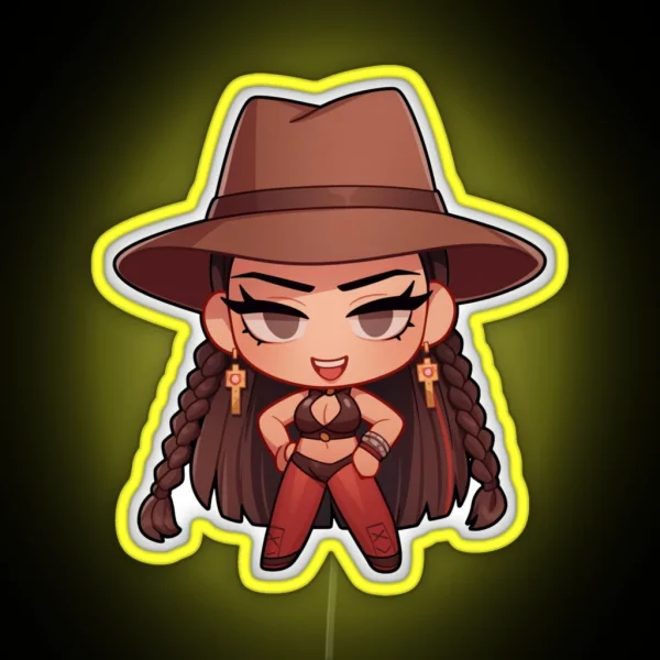 Cowboy Girl Chibi RGB Neon Sign