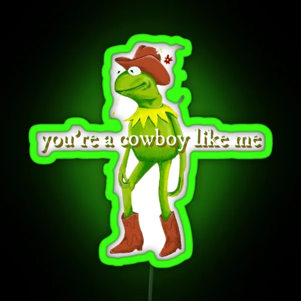 Cowboy Like Me Frog RGB Neon Sign