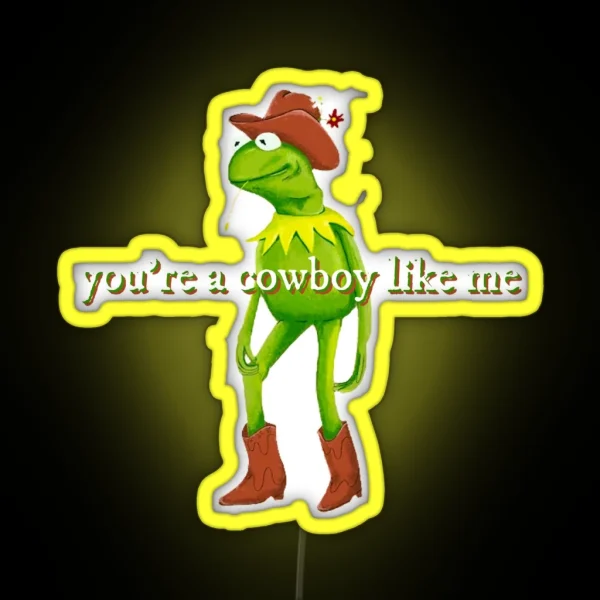 Cowboy Like Me Frog RGB Neon Sign