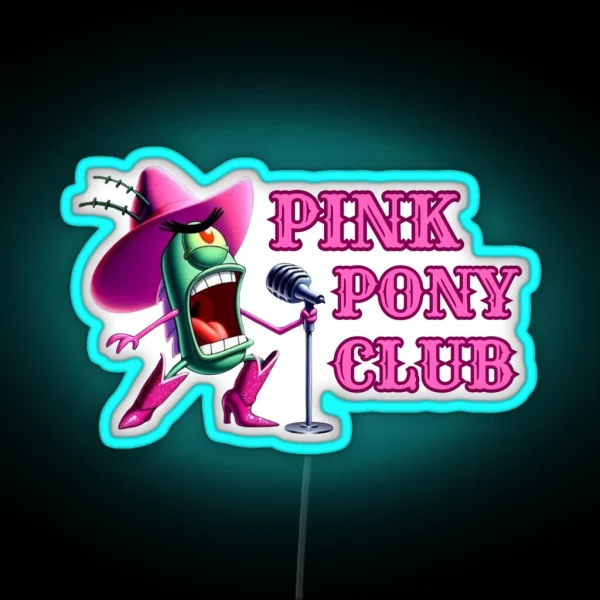 Cowboy Plankton Pink Pony Club RGB Neon Sign