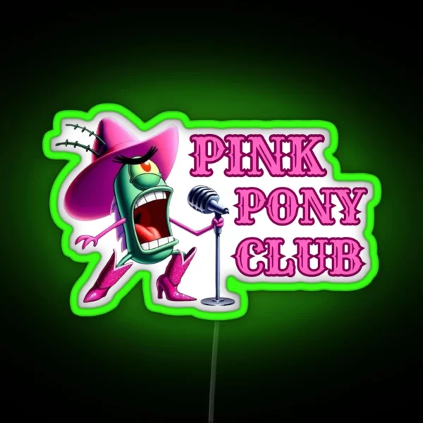 Cowboy Plankton Pink Pony Club RGB Neon Sign