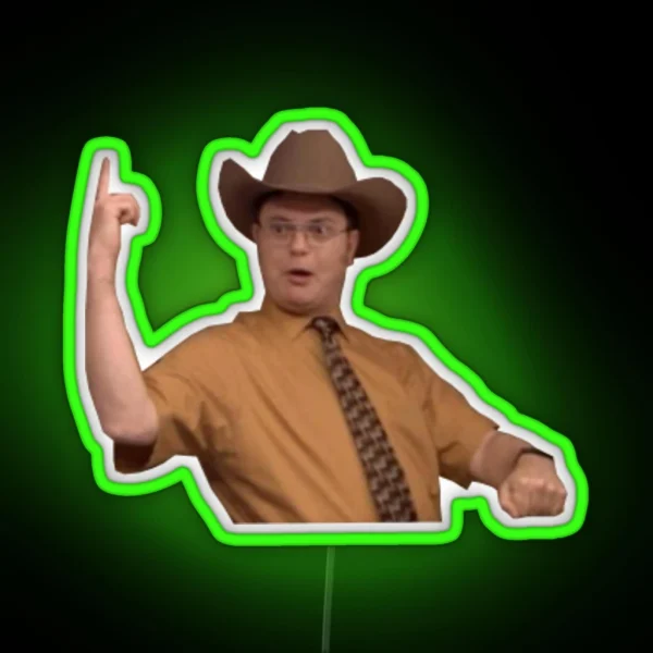 Cowboy Safety Dwight Schrute RGB Neon Sign