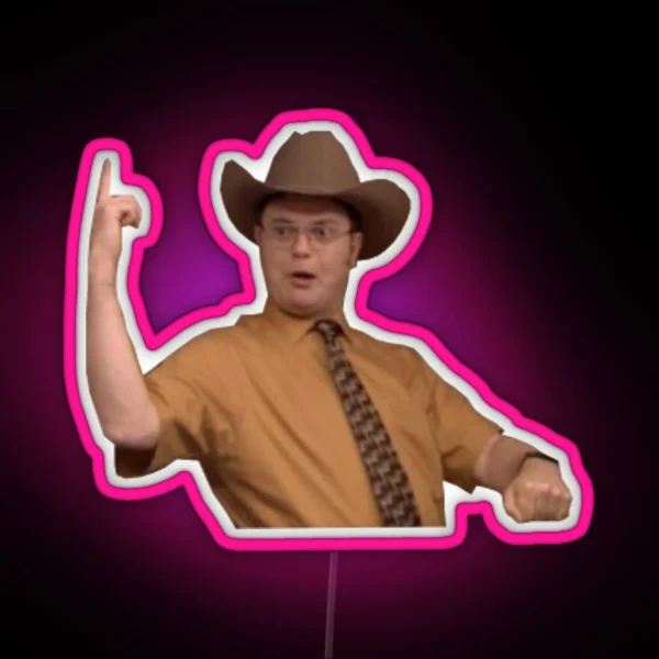 Cowboy Safety Dwight Schrute RGB Neon Sign