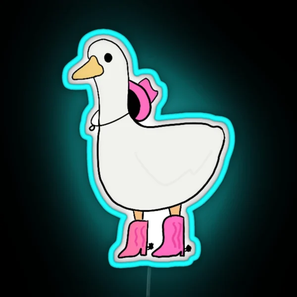 Cowgirl Duck With Pink Boots RGB Neon Sign
