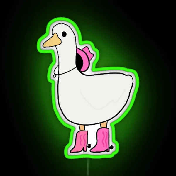 Cowgirl Duck With Pink Boots RGB Neon Sign