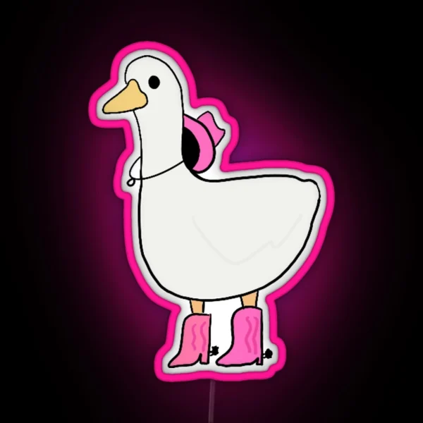 Cowgirl Duck With Pink Boots RGB Neon Sign