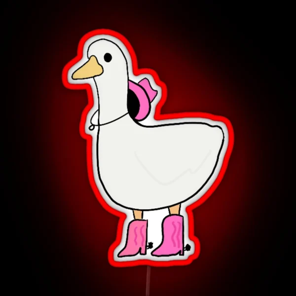 Cowgirl Duck With Pink Boots RGB Neon Sign