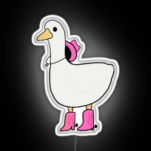 Cowgirl Duck With Pink Boots RGB Neon Sign